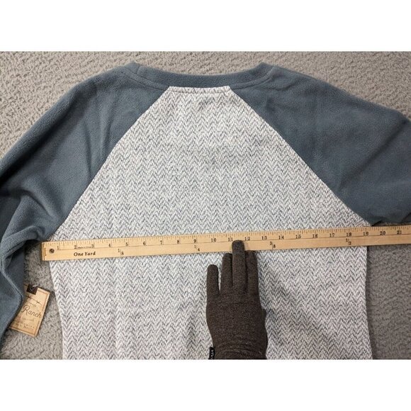 Old Ranch Talvi Pullover Shirt Medium Long Sleeve Sweater Fleece Baseball Raglan - Picture 7 of 13